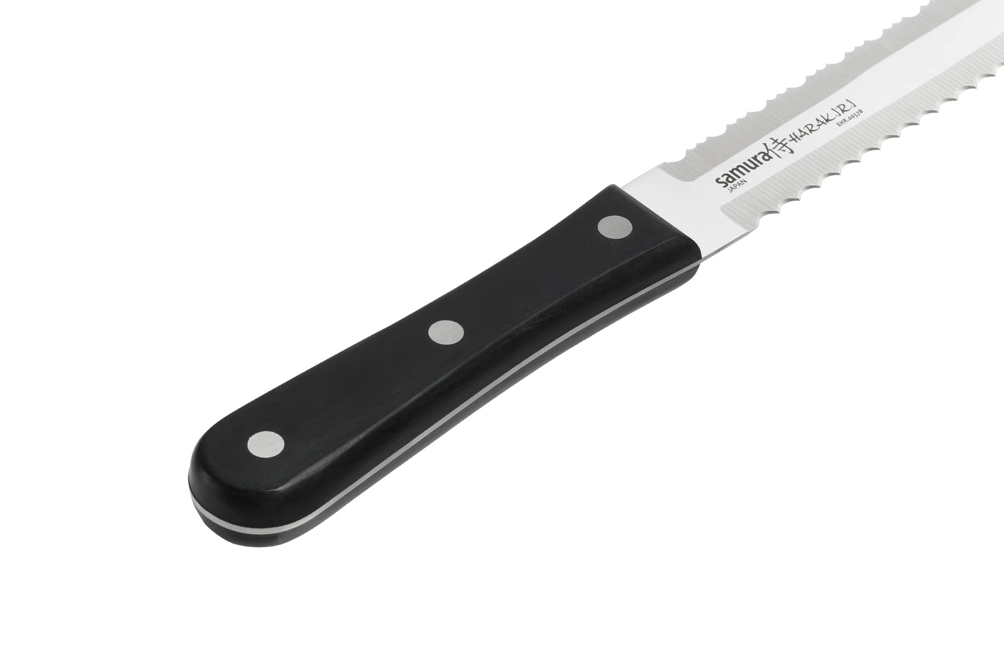 Samura HARAKIRI Two-sided saw knife for bread and frozen food 7.1 jak i wypieków. Jego dwustronne ząbkowane ostrze zapewnia efektywne działanie w przypadku różnych rodzajów składników.