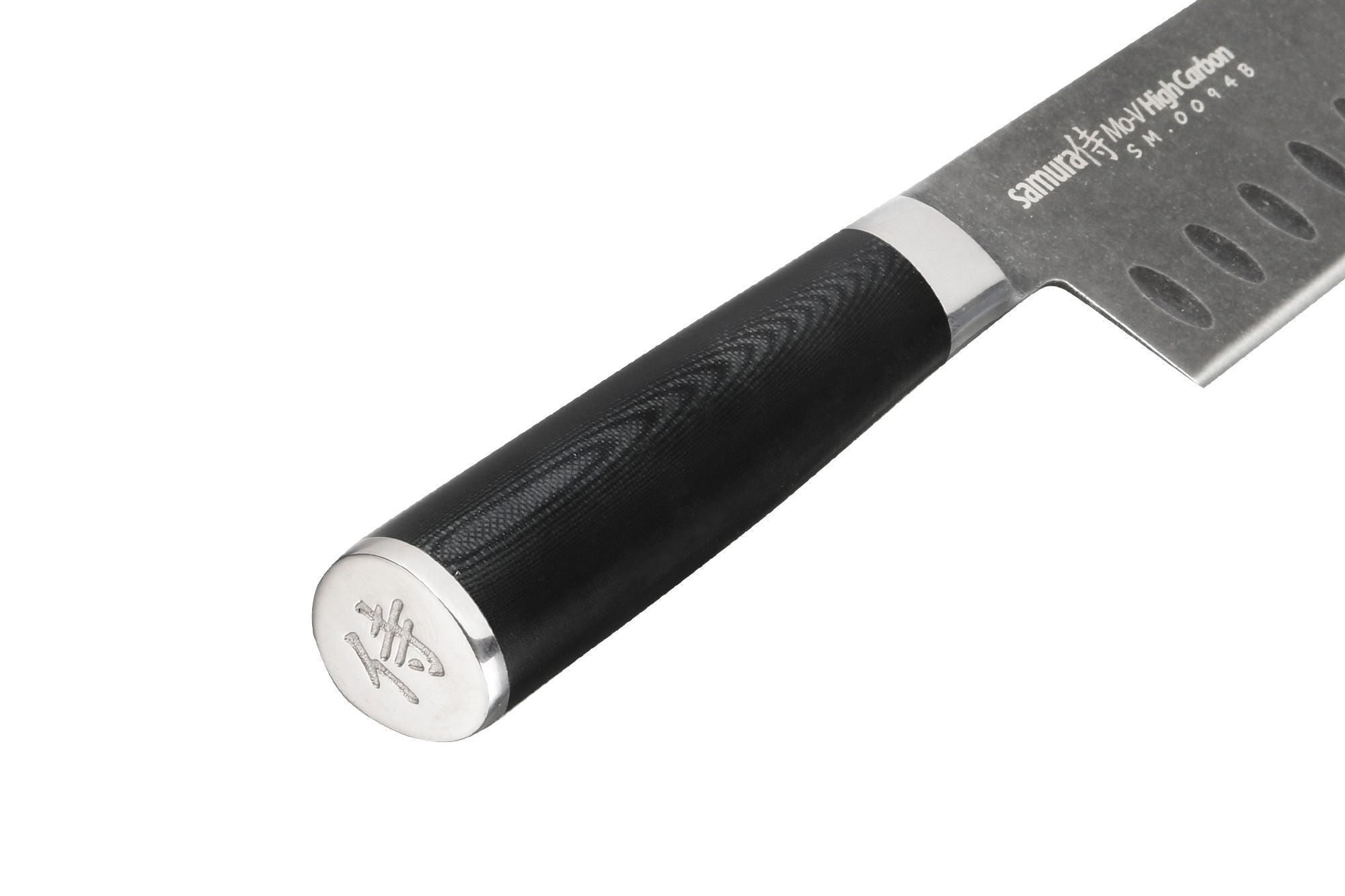 Samura MO-V Stonewash Santoku knife hollow ground 7.0 siekania i kostkowania szerokiej gamy składników. Szerokie