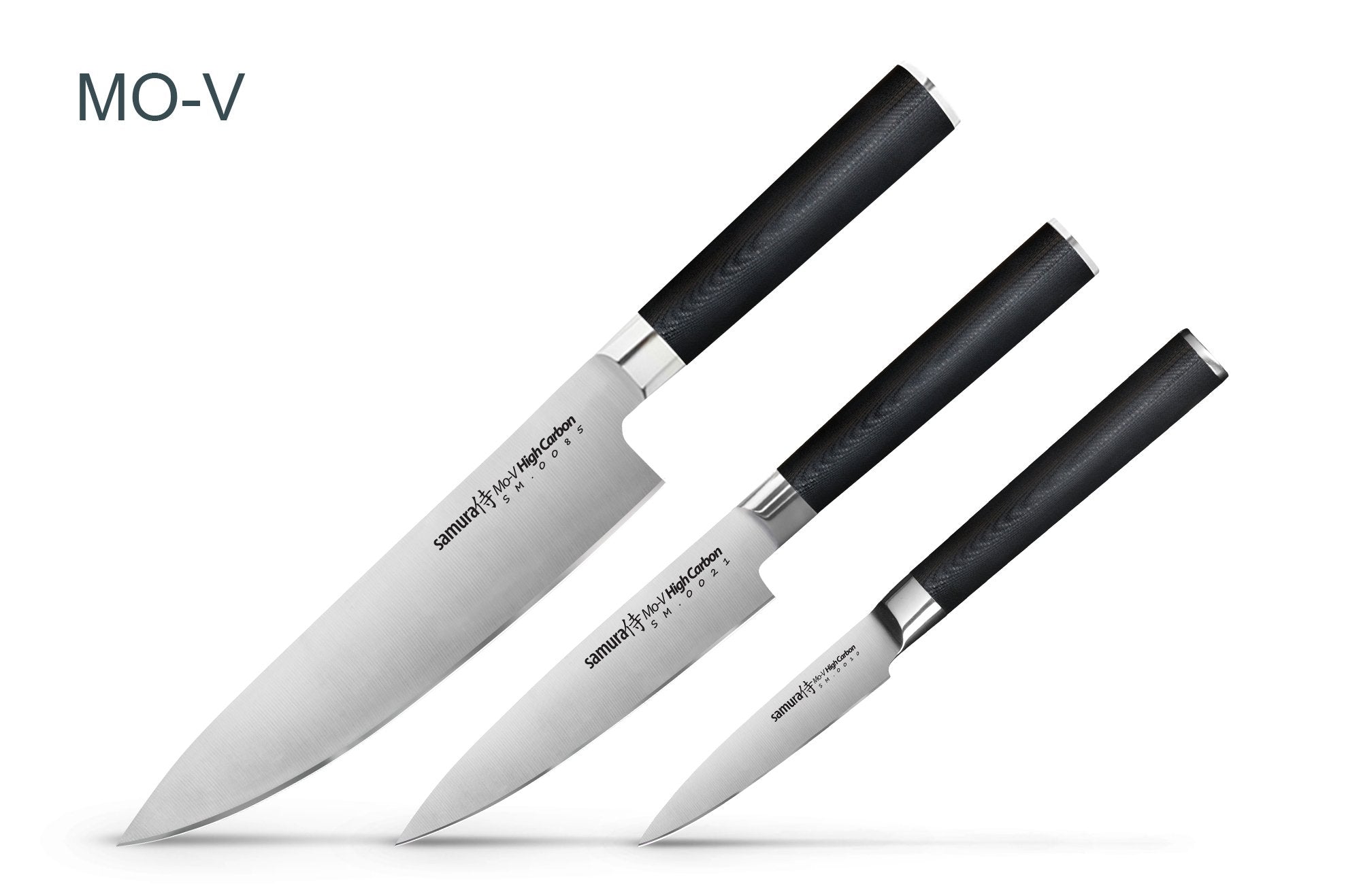 Samura MO-V Set of 3 kitchen knives in a gift box: Paring knife, Utility knife, Chef's knife 2 Samura MO-V Set of 3 kitchen knives in a gift box: Paring knife, Utility knife, Chef's knife - obrazek 2