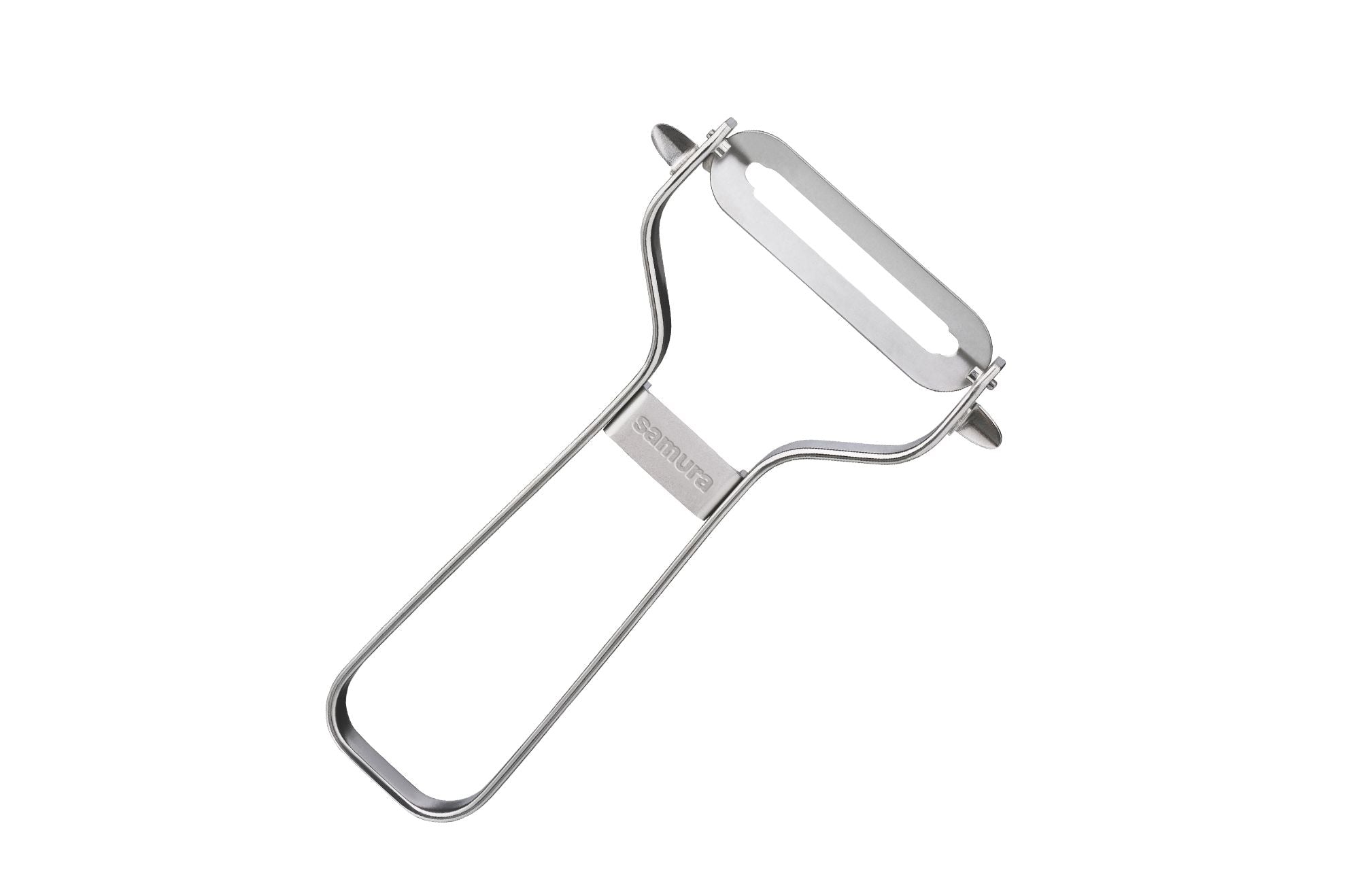 Samura Stainless steel Vegetable Peeler, straight blade 1 Obieraczka do warzyw Samura Skinner to niezbędne i wygodne narzędzie kuchenne przeznaczone do szybkiego i łatwego obierania warzyw i owoców.