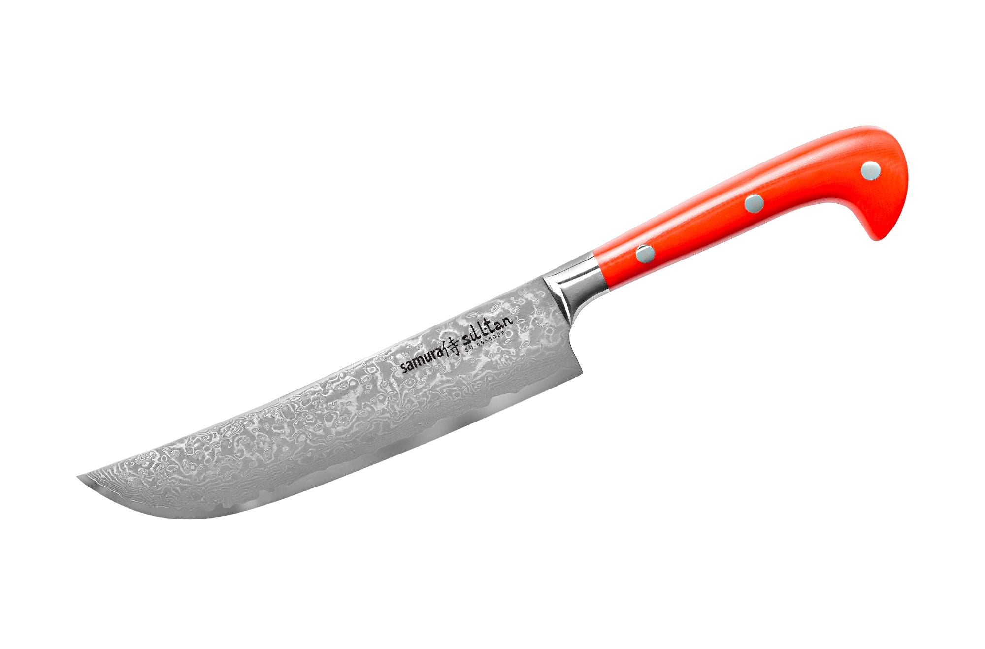 Samura SULTAN Chef's knife 7.0 Nóż szefa kuchni Samura Sultan jest inspirowany tradycyjnym pchakiem z Azji Środkowej i łączy w sobie autentyczną geometrię ostrza z nowoczesnymi materiałami najwyższej jakości. Jego charakterystyczny kształt pozwala na wykonanie szerokiej gamy zadań kuchennych z precyzją i wydajnością.