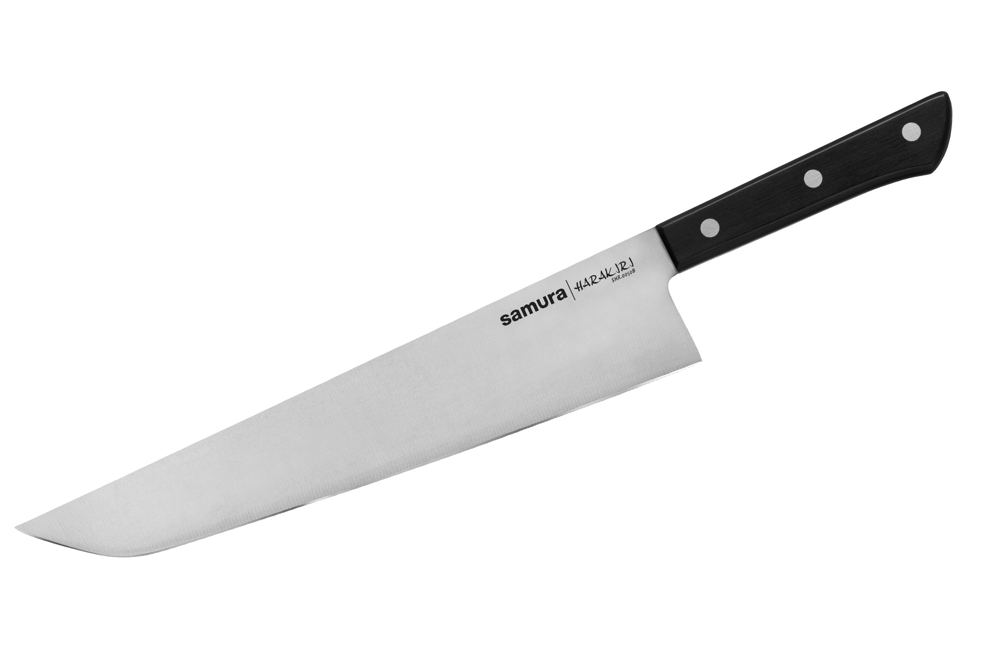 Samura HARAKIRI Hamokiri knife 10''/254 mm, Black 1 Nóż Samura Harakiri Hamokiri to specjalistyczny japoński nóż kuchenny przeznaczony do krojenia ryb i przygotowywania delikatnych składników. Długie i szerokie ostrze umożliwia gładkie