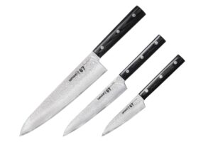 Samura DAMASCUS 67 Set of 3 kitchen knives: Paring knife, Utility knife, Chef's knife 67 layers