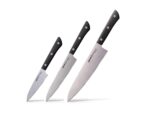 Samura HARAKIRI Set of 3 kitchen knives, black handle: Paring knife, Utility knife, Chef knife Samura HARAKIRI Set of 3 kitchen knives, black handle: Paring knife, Utility knife, Chef knife