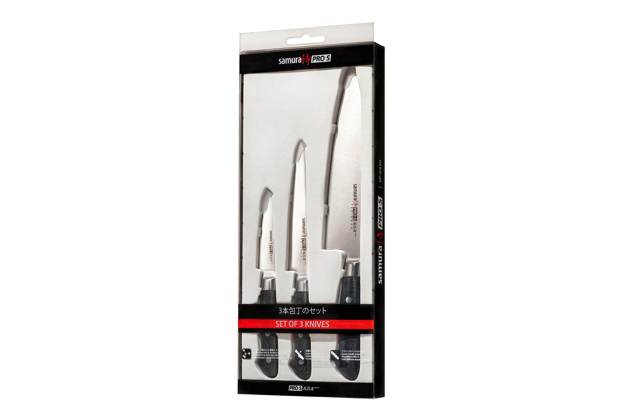 Samura PRO-S Set of 3 kitchen knives: Paring knife, Utility knife, Chef's knife 6 Samura PRO-S Set of 3 kitchen knives: Paring knife, Utility knife, Chef's knife - obrazek 6