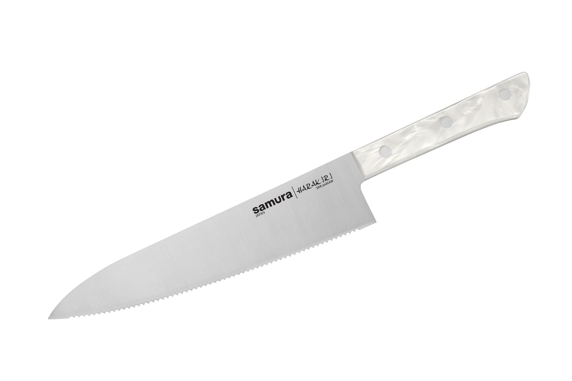 Samura HARAKIRI Acryl Serrated Chef's knife 8.2 Ząbkowany nóż szefa kuchni Samura Harakiri to wszechstronne narzędzie kuchenne przeznaczone do krojenia szerokiej gamy produktów