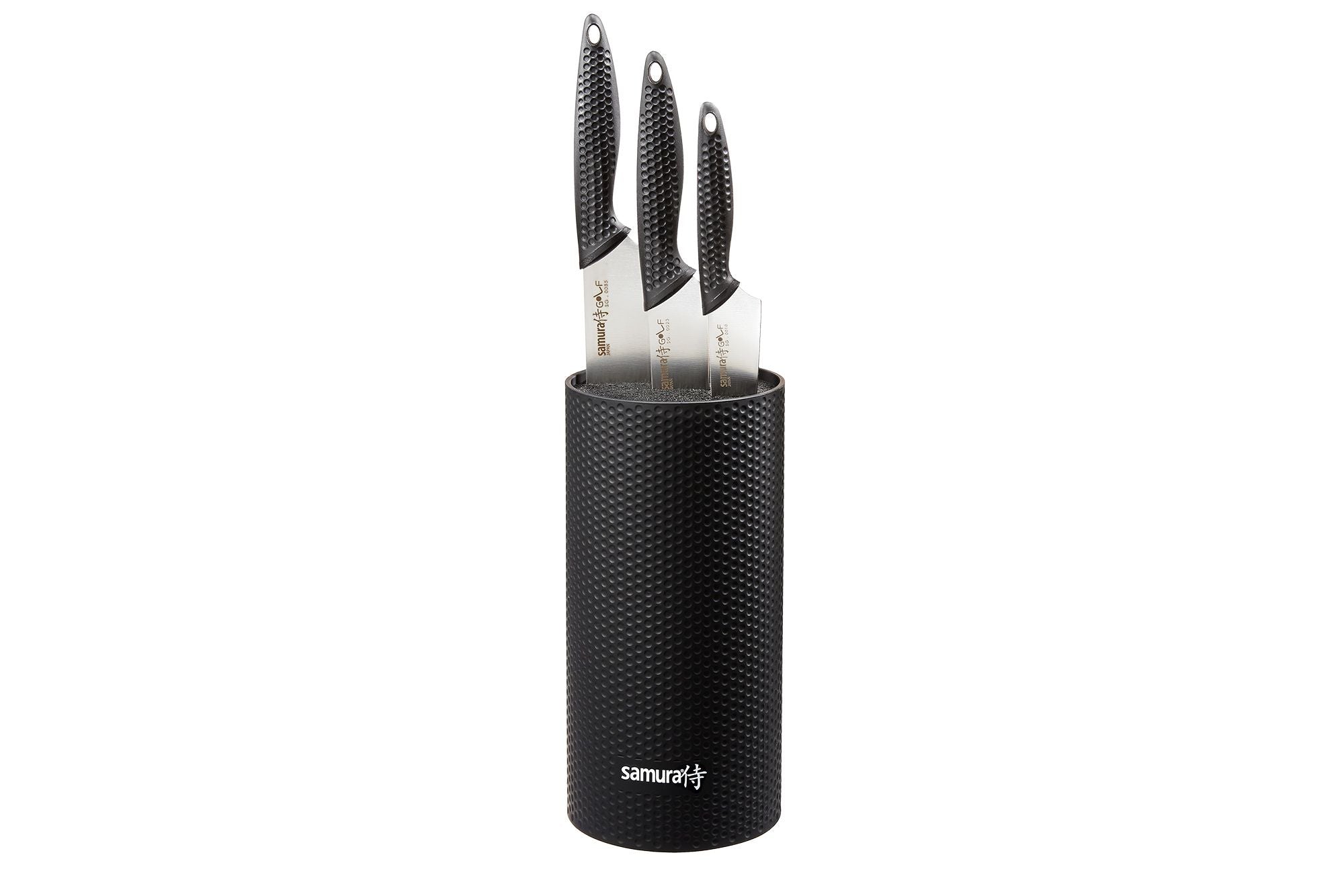 Samura GOLF Knife block set with 3 kitchen knives: Paring knife, Utility knife, Chef's knife and holder 225mm 1 Zestaw Trio Samura Golf Chef’s to kompletne rozwiązanie kuchenne