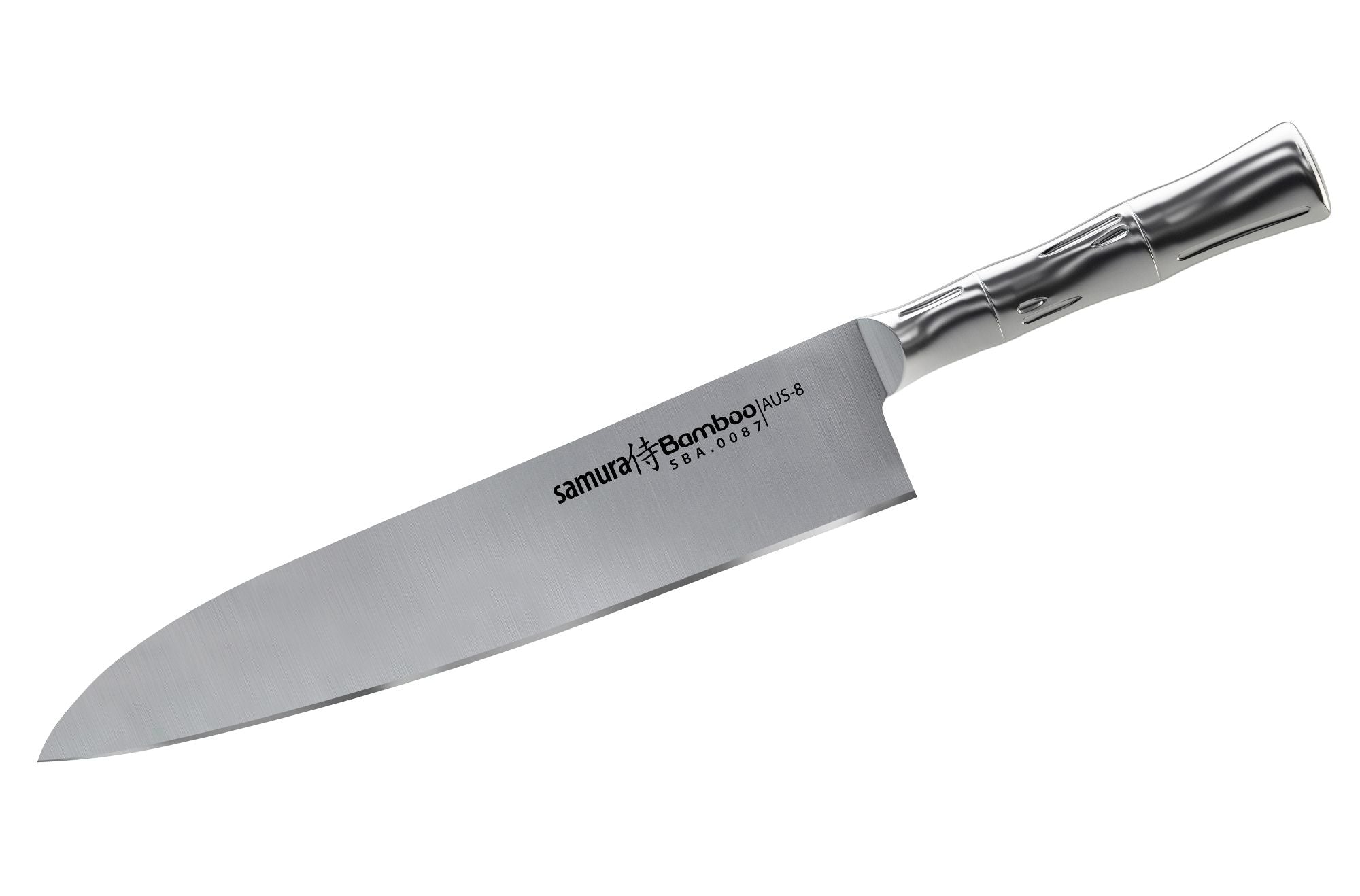 Samura BAMBOO Grand Chef's knife, 9.4 Nóż szefa kuchni Samura Bamboo Grand Chef Knife to nóż szefa kuchni w europejskim stylu o naprawdę charakterystycznym designie. Wyposażony w ostrze o średnicy 240 mm