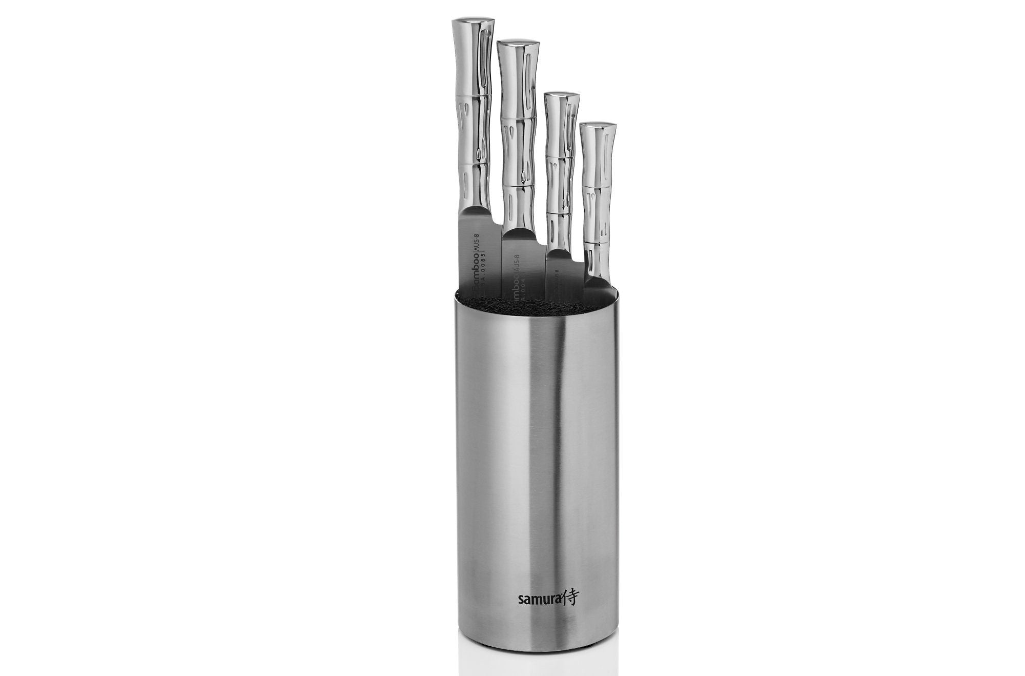 Samura BAMBOO Knife block set with 4 kitchen knives: Paring knife, Utility knife, Slicing knife, Chef’s knife, brush block 2 które łączy w sobie funkcjonalność