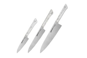 Samura HARAKIRI Acryl Set of 3 kitchen knives: Paring knife, Utility knife, Chef's knife