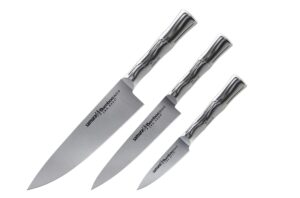 Samura BAMBOO Set of 3 kitchen knives: Paring knife, Utility knife, Chef’s knife