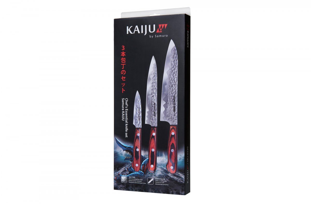 Samura KAIJU Set of 3 kitchen knives: Paring knife, Utility knife, Chef's knife 2 trzyczęściowa kolekcja wykonana z wysokiej jakości stali