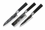 Samura SUPER 5 Set of 3 kitchen knives: Utility knife, Nakiri knife, Santoku knife