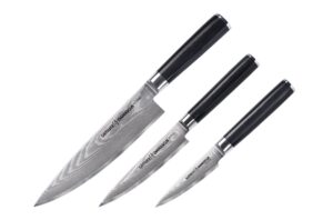 Samura DAMASCUS Set of 3 kitchen knives IN A GIFT BOX: Paring knife, Utility knife, Chef's knife