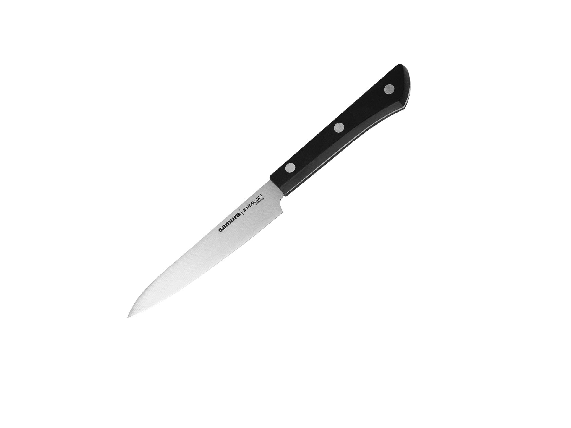 Samura HARAKIRI Set of 3 kitchen knives, black handle: Paring knife, Utility knife, Chef knife 3 nóż uniwersalny i nóż szefa kuchni