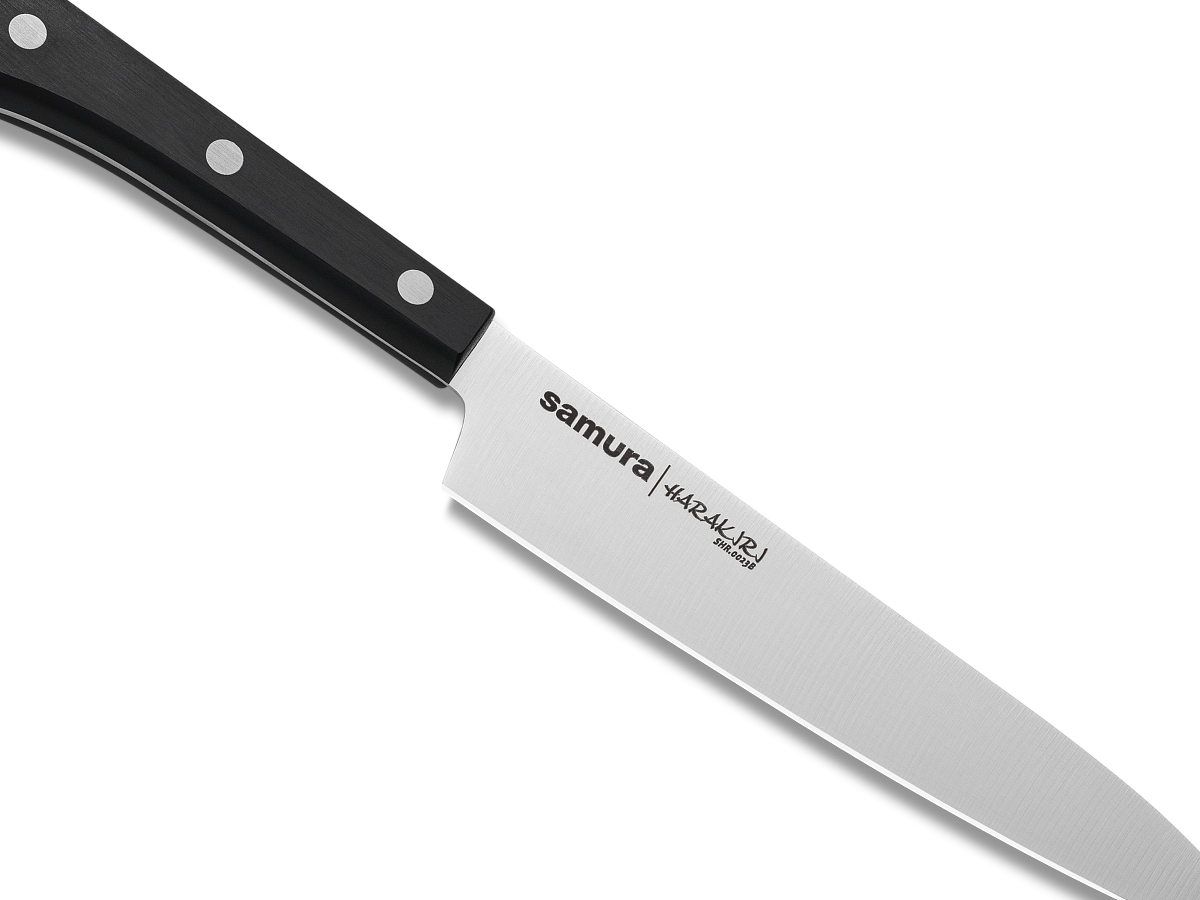 Samura HARAKIRI Set of 5 kitchen knives, white handle: Paring, Utility, Nakiri, Santoku, Chef's knife. 4 nóż santoku i nóż szefa kuchni.