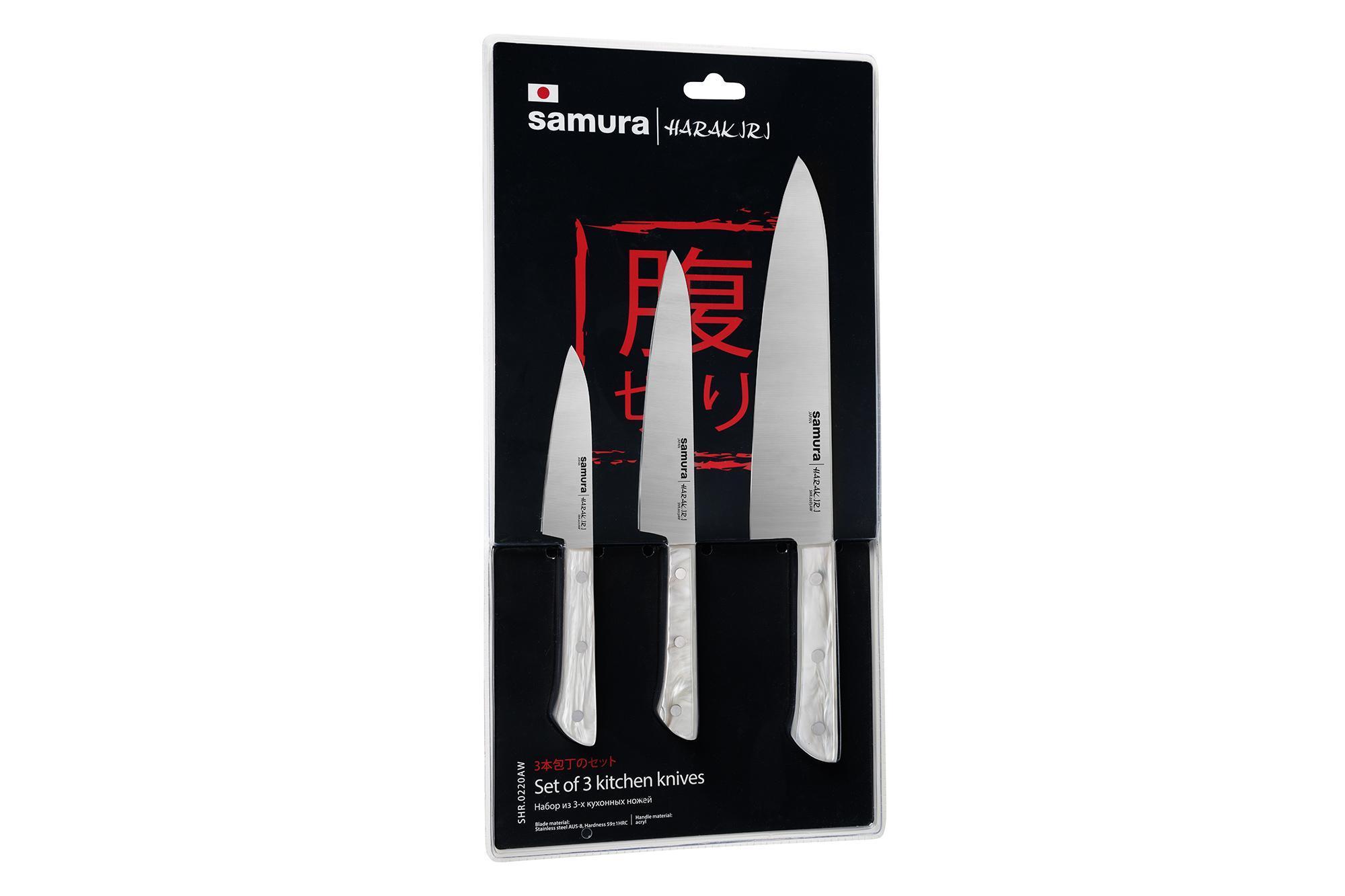 Samura HARAKIRI Acryl Set of 3 kitchen knives: Paring knife, Utility knife, Chef's knife 5 Samura HARAKIRI Acryl Set of 3 kitchen knives: Paring knife, Utility knife, Chef's knife - obrazek 5