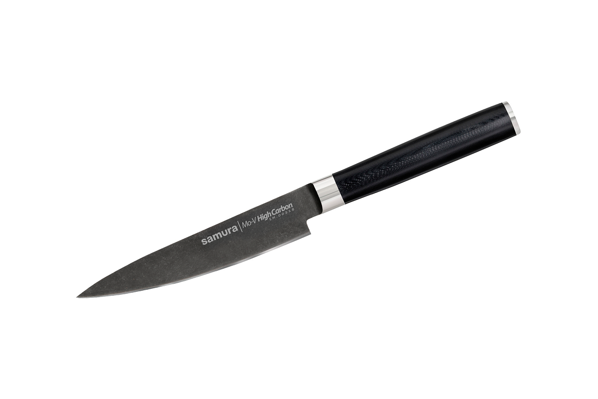 Samura MO-V Stonewash Set of 3 kitchen knives: Stonewash Paring knife, Stonewash Utility knife, Stonewash Chef's knife 3 jak i profesjonalnych szefów kuchni.