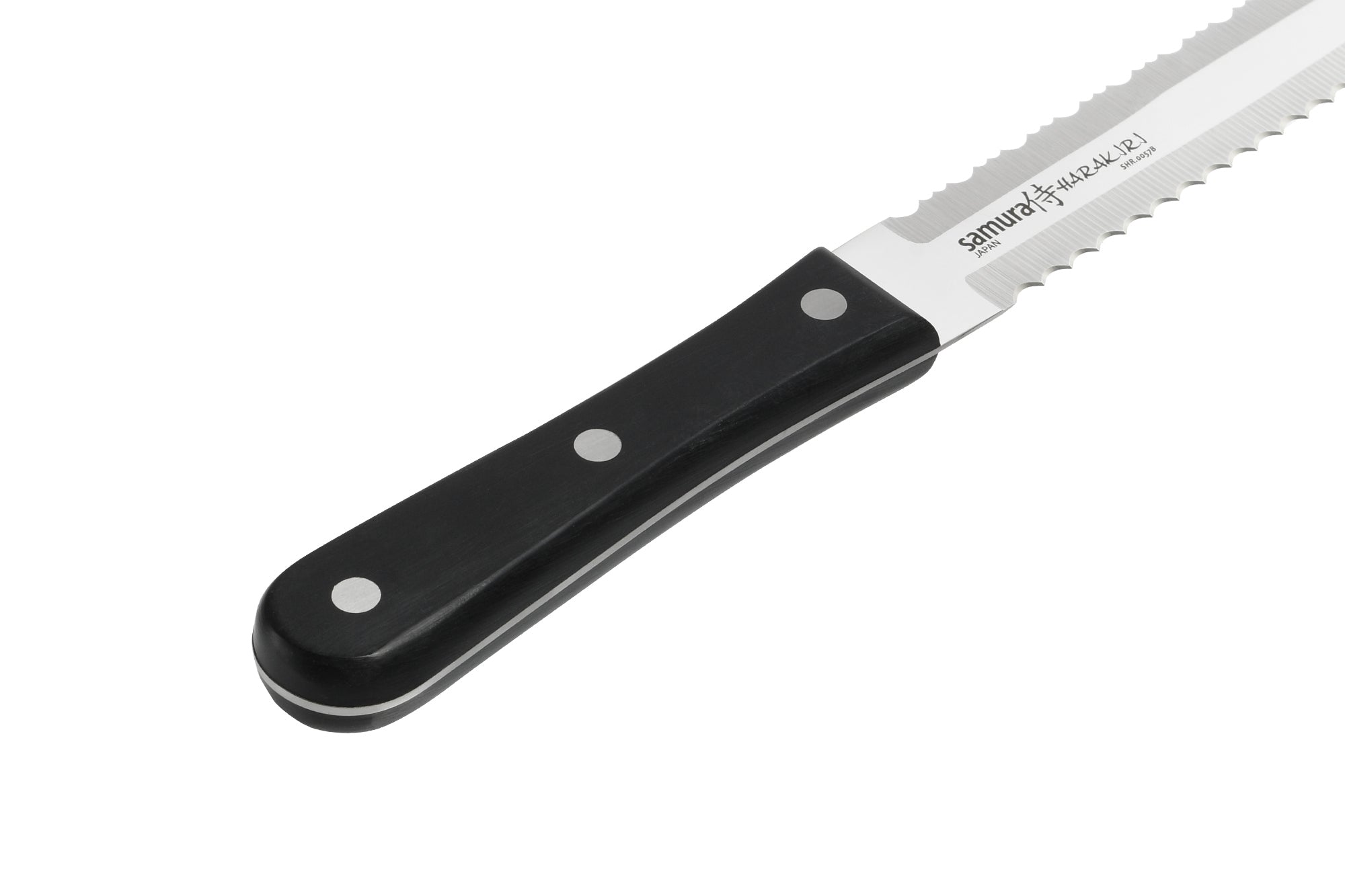 Samura HARAKIRI SUPER Set of 5 kitchen knives, black: Chef's knife, Two-sided saw knife, Slicing knife, Utility knife, Paring knife, magnetic holder, honing rod, kitchen scissors 6 Samura HARAKIRI SUPER Set of 5 kitchen knives, black: Chef's knife, Two-sided saw knife, Slicing knife, Utility knife, Paring knife, magnetic holder, honing rod, kitchen scissors - obrazek 6