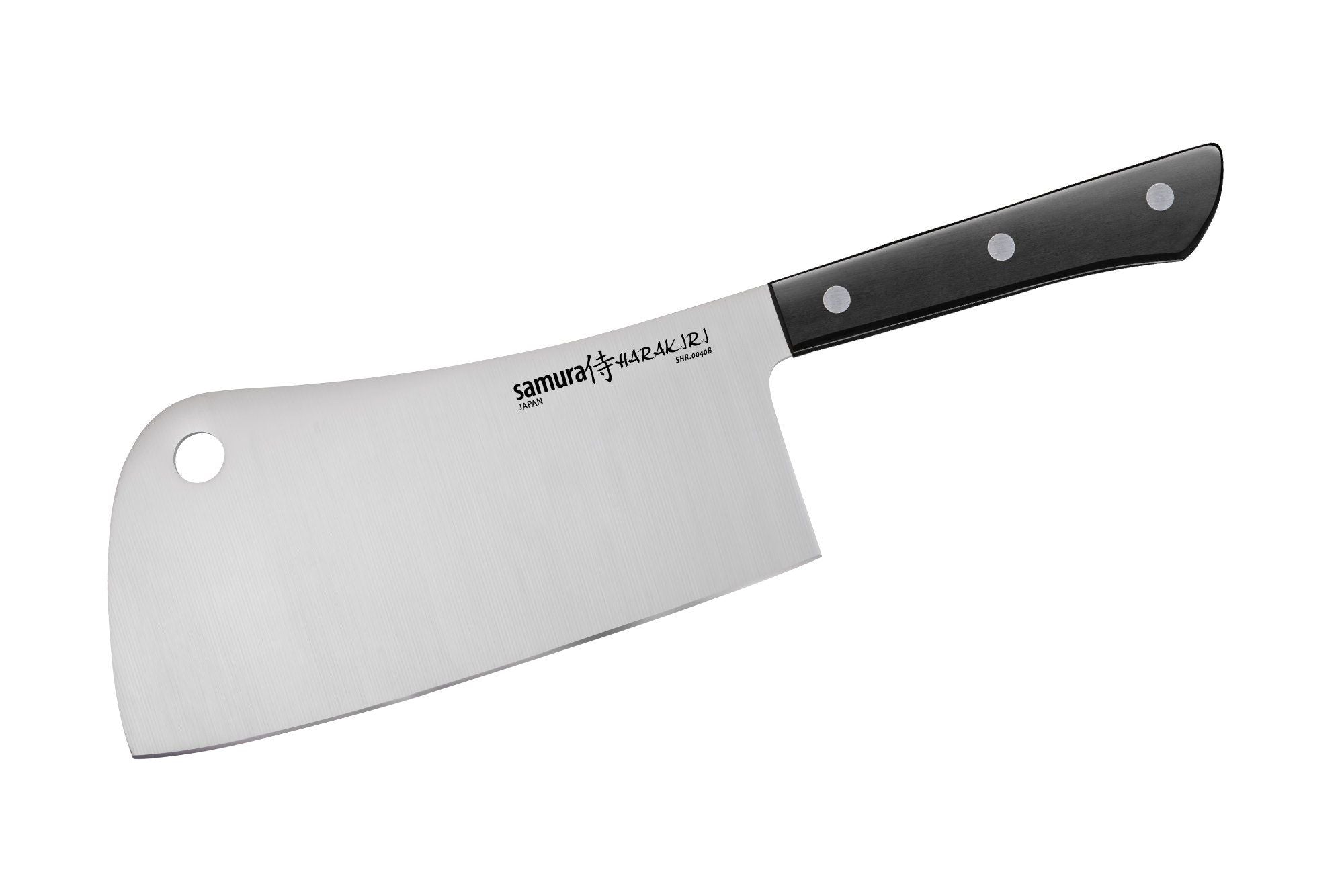 Samura HARAKIRI Cleaver 7.1 Tasak kuchenny Samura Harakiri to potężne i niezawodne narzędzie przeznaczone do ciężkich zadań kuchennych. Dzięki masywnej konstrukcji i ostrzu o średnicy 180 mm idealnie nadaje się do siekania mięsa