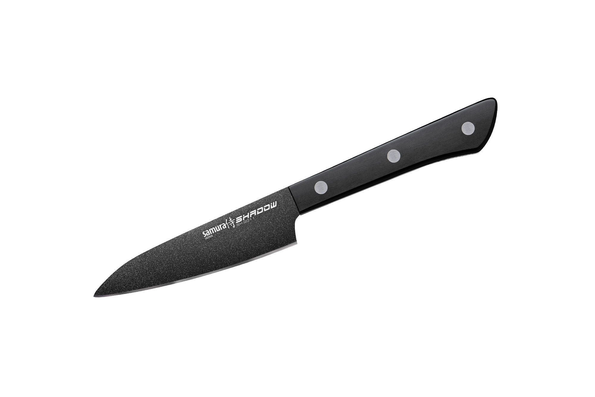 Samura SHADOW Paring knife with black non-stick coating 4.0 Nóż do obierania Samura Shadow to kompaktowe i niezbędne narzędzie kuchenne przeznaczone do pracy z owocami