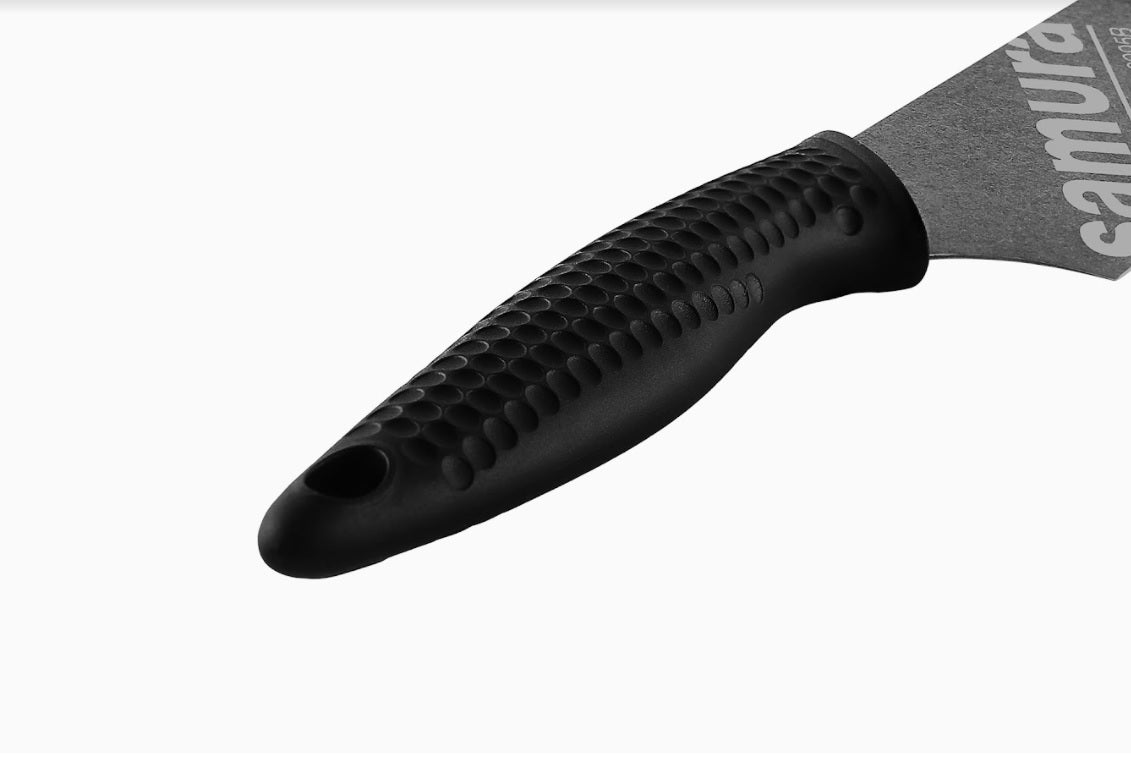 Samura GOLF Stonewash Santoku knife 7.1 siekania i kostkowania.