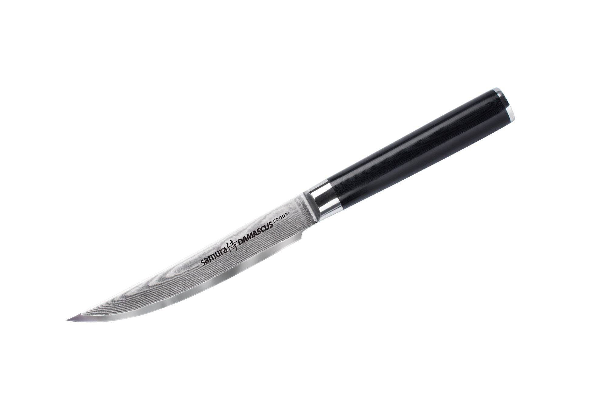 Samura DAMASCUS Steak knife 4.7 Nóż do steków Samura Damascus został zaprojektowany jako indywidualny nóż stołowy do serwowania i delektowania się daniami mięsnymi. Długość ostrza i krawędź tnąca są zoptymalizowane tak