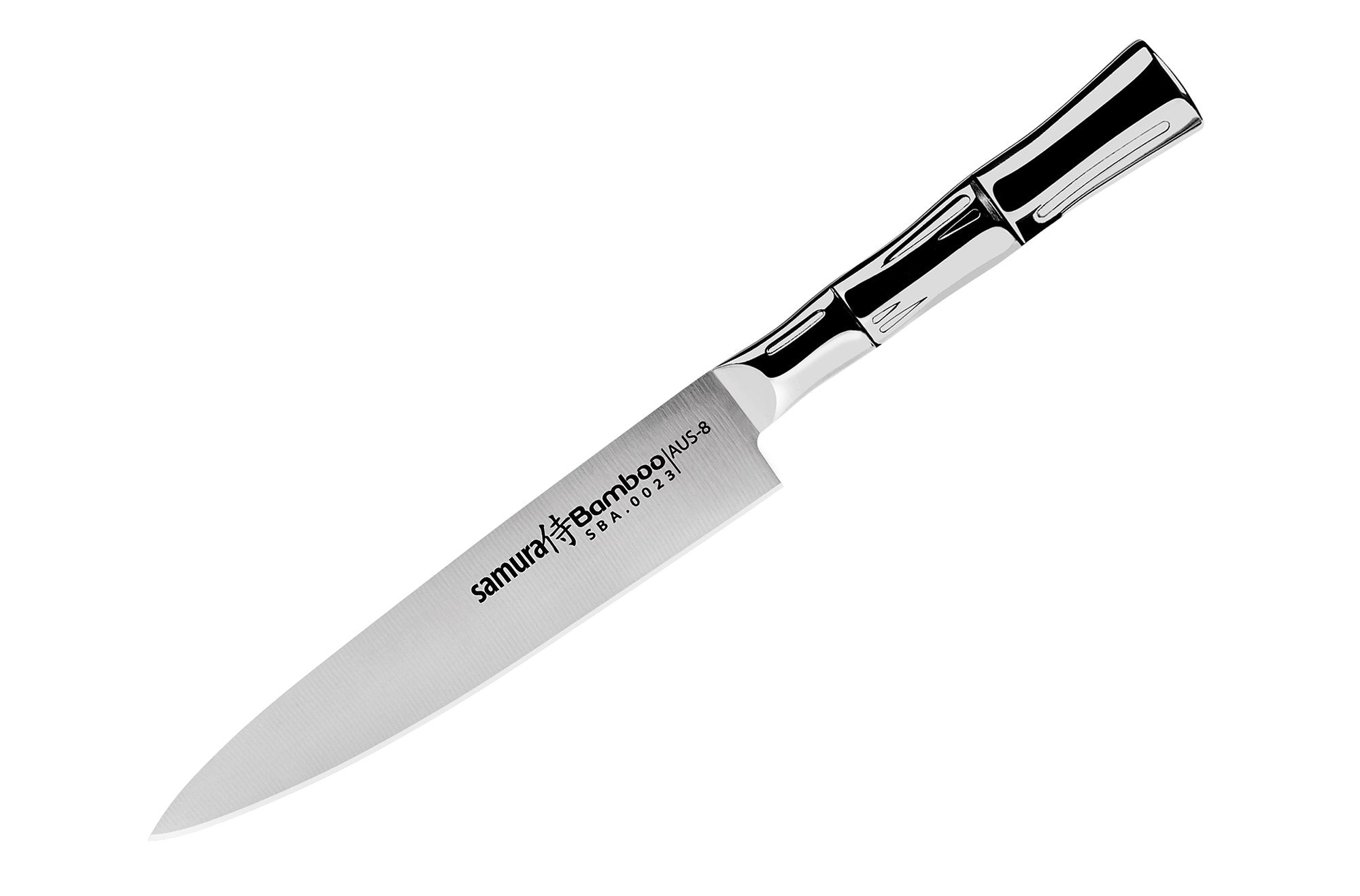 Samura BAMBOO Utility knife 6.0 Nóż uniwersalny Samura Bamboo to wszechstronne narzędzie kuchenne przeznaczone do codziennego przygotowywania potraw. Wykonany w całości ze stali nierdzewnej AUS-8