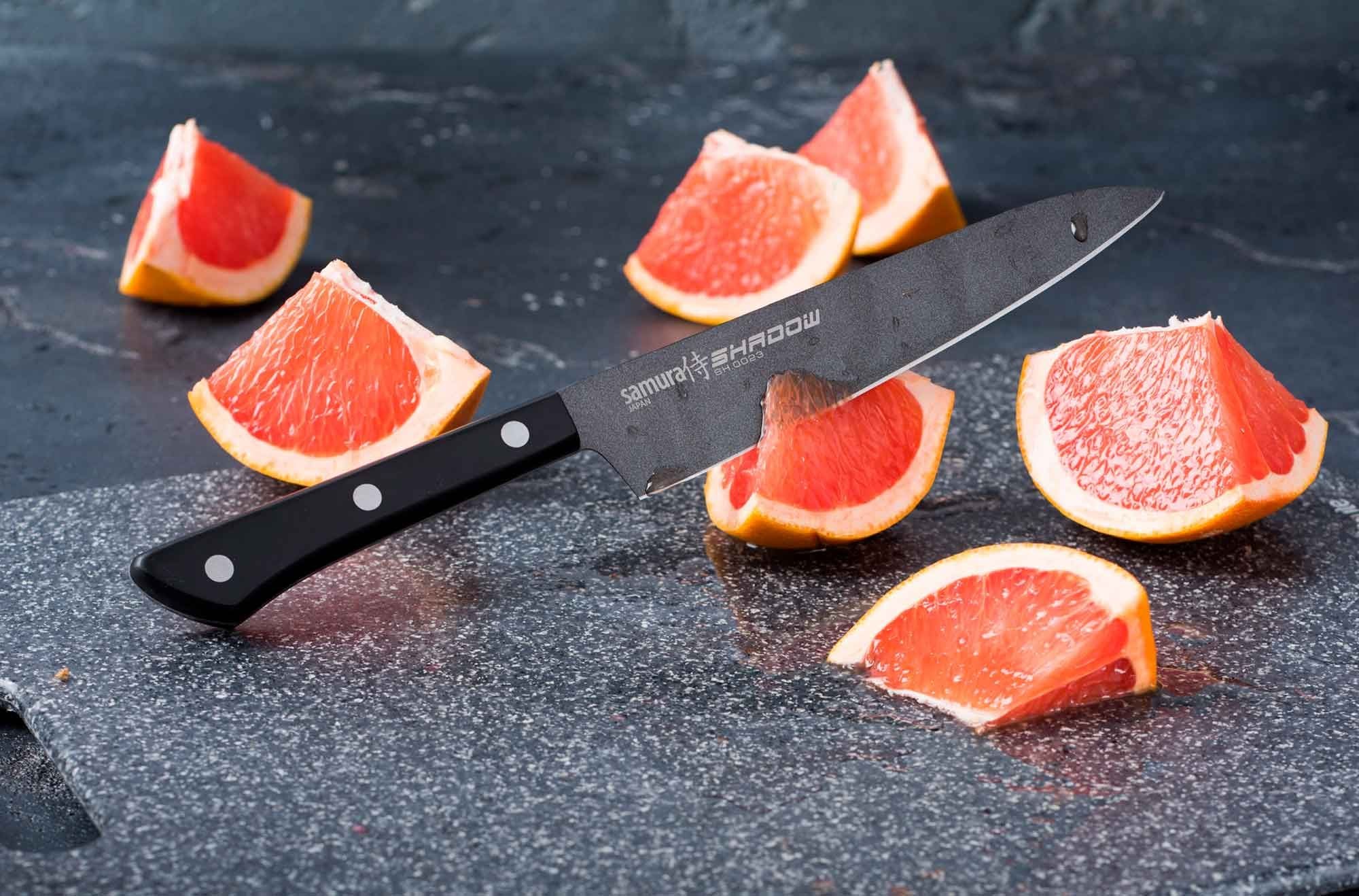 Samura SHADOW Slicing knife with black non-stick coating 7.7 zgrabne plasterki przy minimalnym wysiłku.