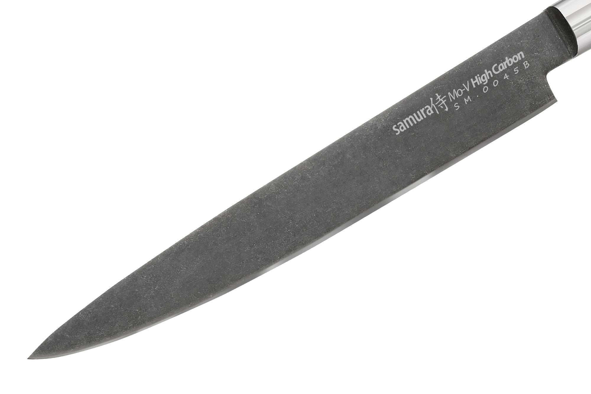 Samura MO-V Stonewash Slicing knife 9.0 wąskie ostrze jest zoptymalizowane do tworzenia cienkich