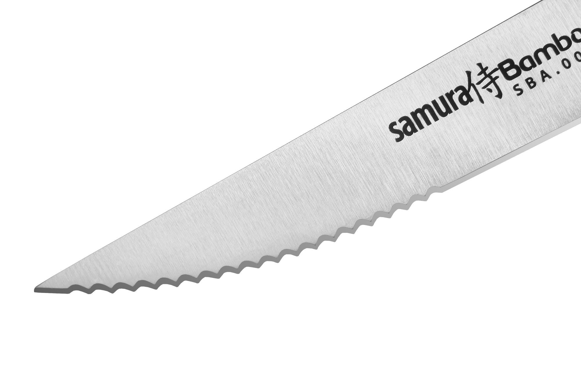 Samura BAMBOO Steak knife 5.0 wykonany w całości z metalu nóż przeznaczony do serwowania i delektowania się daniami mięsnymi. Łączy w sobie funkcjonalność z eleganckim wyglądem