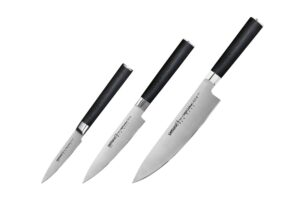 Samura MO-V Set of 3 kitchen knives: Paring knife, Utility knife, Chef's knife